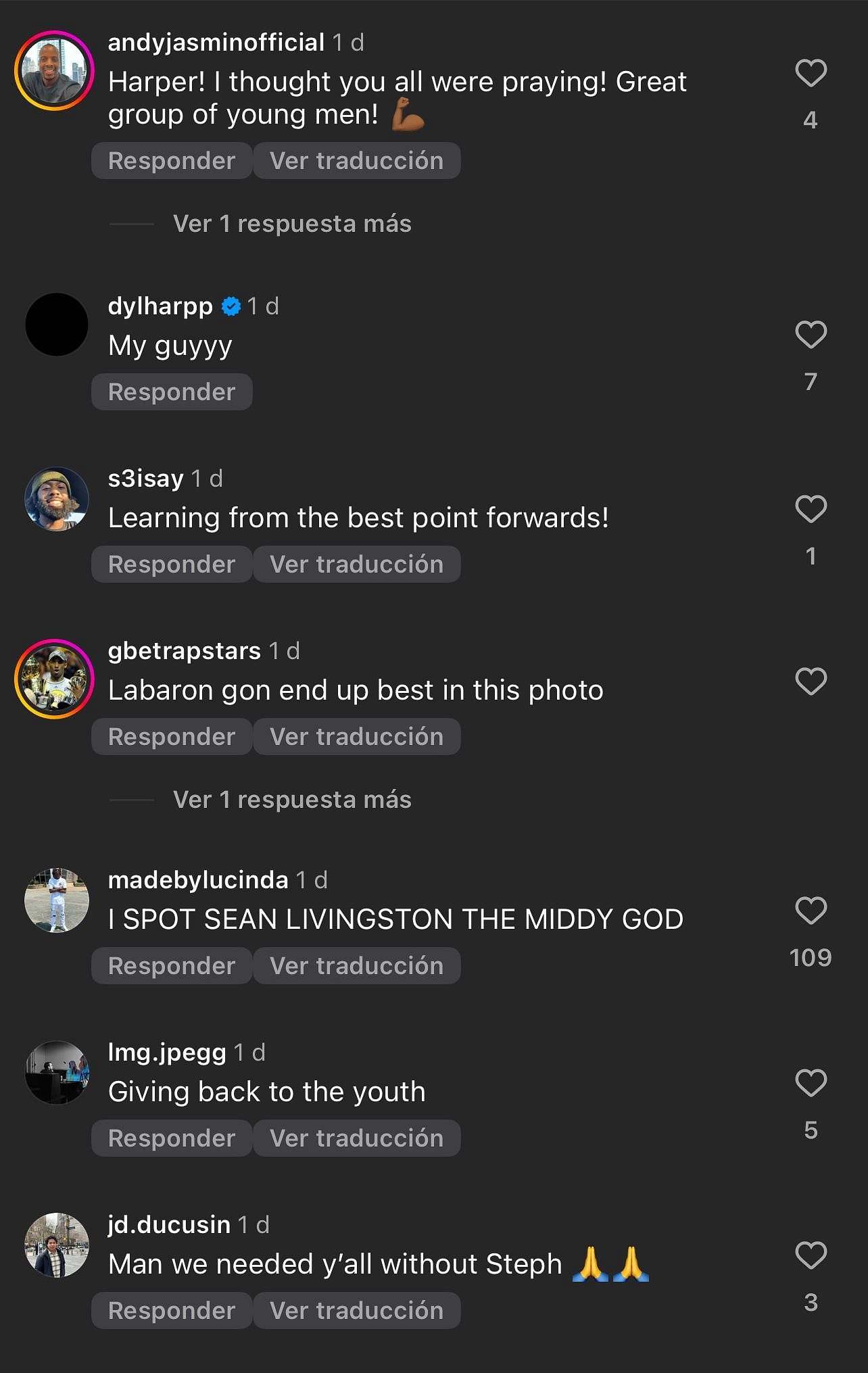 Responses to Andre Iguodala's post during the draft combine. - Source: Instagram/@andre